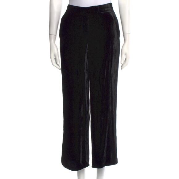 A.L.C. Robbie Silk Blend Black Velvet Cropped Wide Leg Trouser Pants 4 - Picture 5 of 10